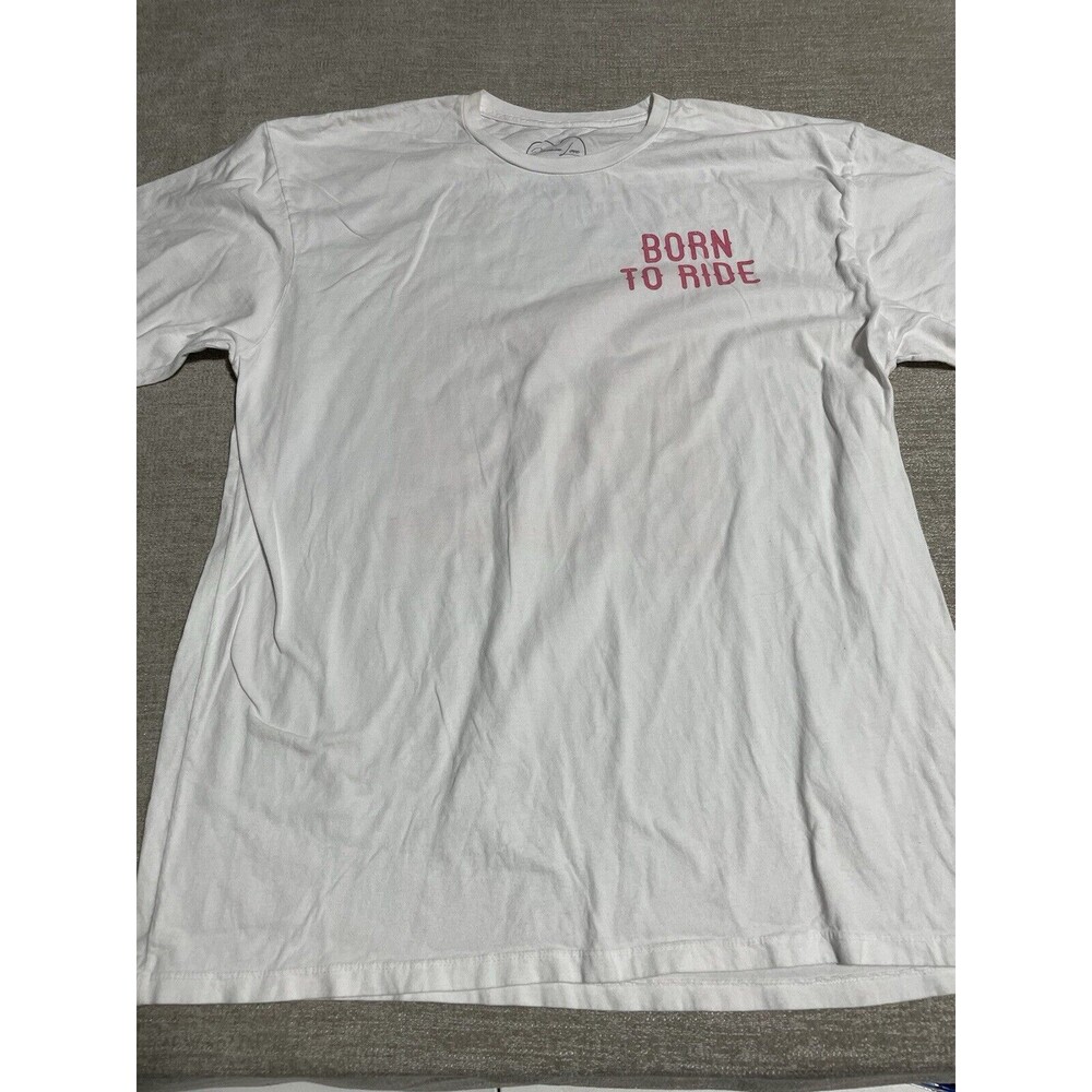 Born To Ride Shirt Men’s X-Large White Short Sleeve Tee Cotton Large Graphic